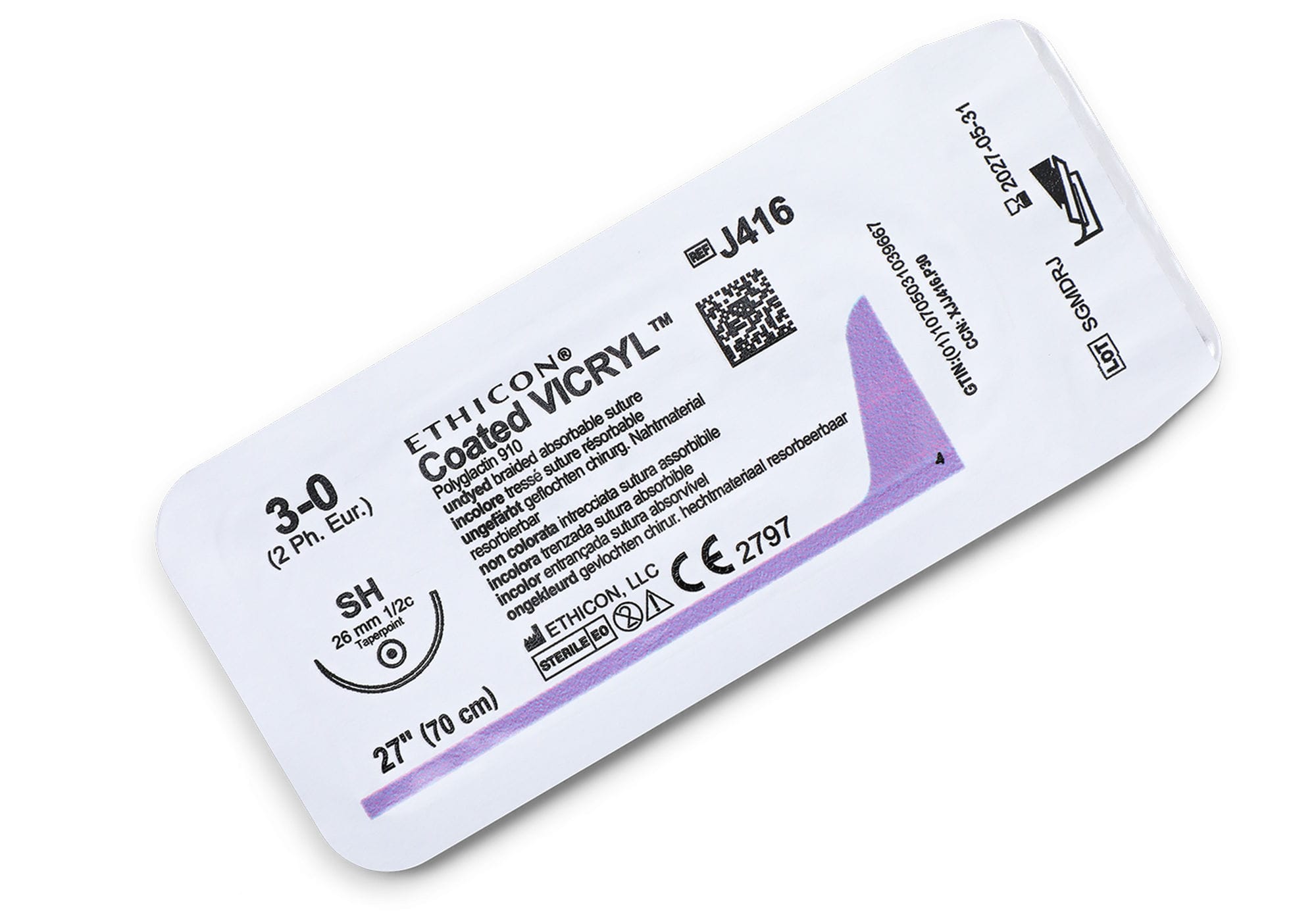 吸収性縫合糸 - VICRYL™ - Ethicon - 10-0 / 9-0 / 8-0