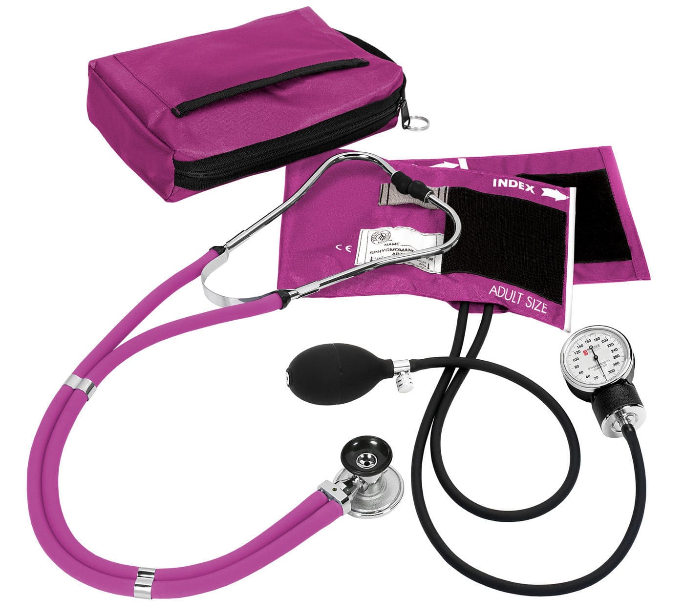 医療用レザーカバン 聴診器、アネロイド式血圧計等付き アネロイド血圧計 - A2 - Prestige Medical - 大人用カフ付 / 聴診器付き