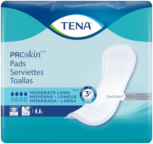女性生理用ナプキン - PROSKIN MODERATE LONG - TENA - 通気性の良い / 60枚入り