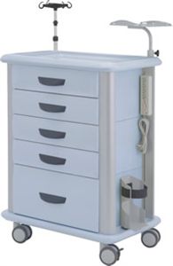 救急用カート - LP3390, LP3391 - LANCO LTDA. - 輸送用 / 除細動器用棚付 / 点滴スタンド付き