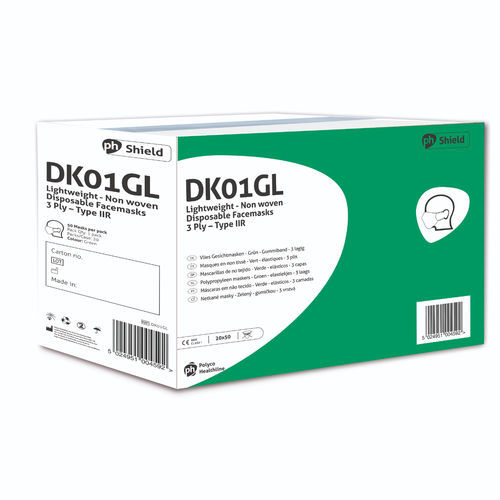 EN14683サージカルマスク - DK01GL - Polyco Healthline - ポリプロピレン製 / 大人用 / 1箱50枚入り