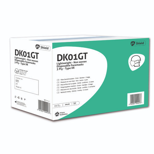 EN14683サージカルマスク - DK01GT - Polyco Healthline - ポリプロピレン製 / 大人用 / 1箱50枚入り