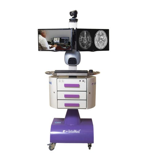 ビデオ会議用遠隔医療用台車 - e-InteMed  - e- InteMed Telemedicina S.L. - バッテリー式 / 聴診器付き / ECG付