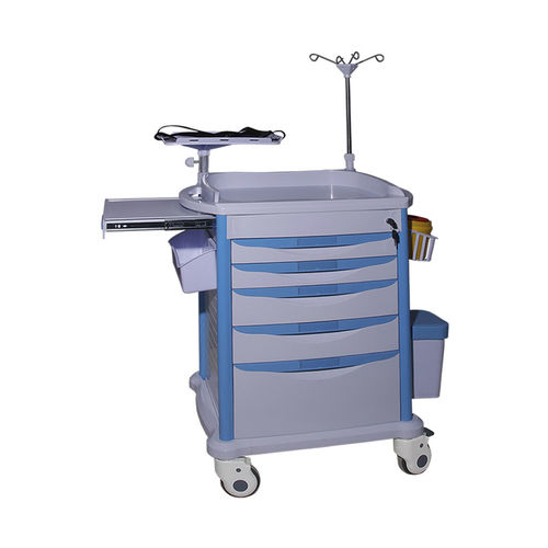 救急用カート - MK-P04 - Zhangjiagang Medi Medical Equipment - 医療用 / 引き出し5段式 / 廃棄物ホルダー付
