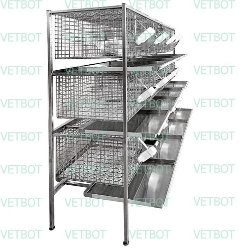 ウサギ用動物用ケージ - Cl-1306.4  - Vetbot - モジュール式 / ステンレススチール製 / 回し車付き