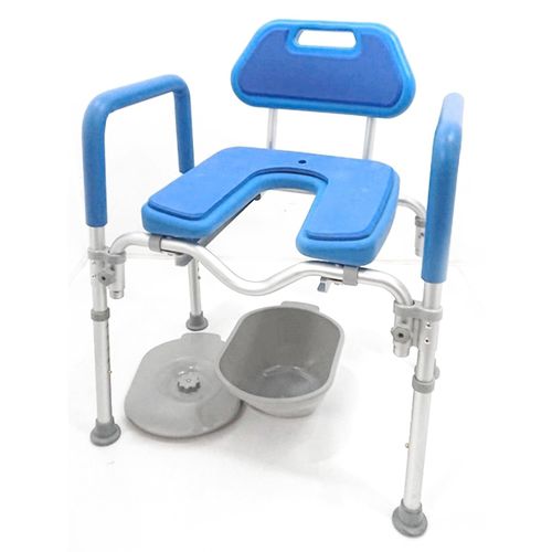 肘掛け付きシャワー用チェア - HT4060B-BL - Forever Young Enterprise - 背もたれ付き / カットアウトシ－ト付き / ローラー付き