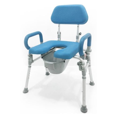 肘掛け付きシャワー用チェア - HS5142-BL - Forever Young Enterprise - カットアウトシ－ト付き / バケツ付き / 背もたれ付き