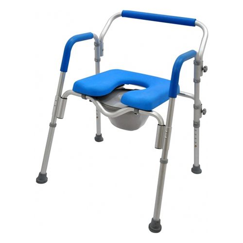 肘掛け付きシャワー用チェア - HT5059-BL - Forever Young Enterprise - カットアウトシ－ト付き / バケツ付き / 高さ調節可能な