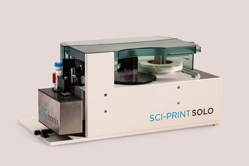 研究室用チューブラベル貼付機 - Sci-Print SOLO - Scinomix, Inc - バイアル / 製薬産業用 / 半自動