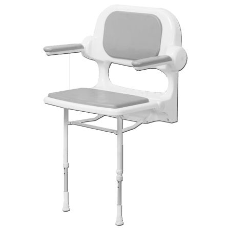 肘掛け付きシャワー用シート - 02130P - AKW Medicare - 背もたれ付き / 折りたたみ式 / 壁取り付け式