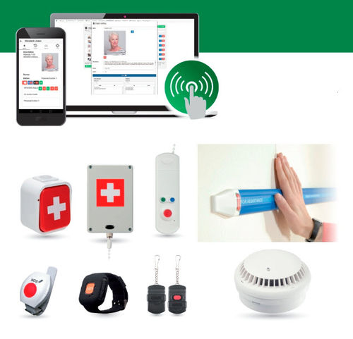 ベッド用ナースコール システム - HelpCare - NAM system a.s. - 電話 / ブレスレット / 自動落下検知付き