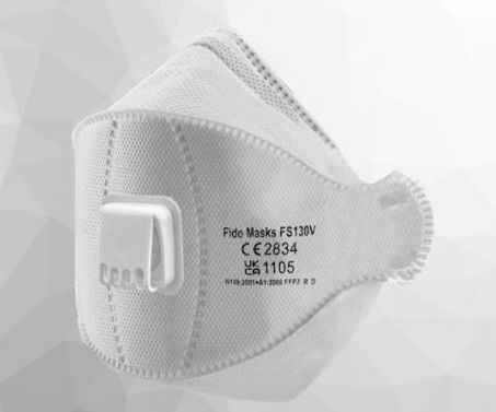 FFP3マスク - FS130V - FIDO MASKS CO., LTD. - ラテックス不使用 / 呼気弁付き / 杯形