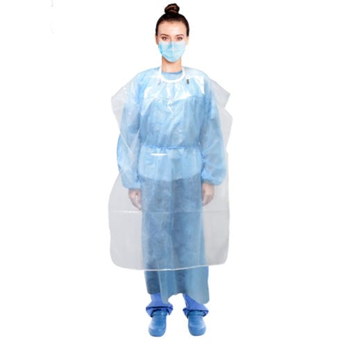 男女用医療用エプロン - iApron™ - Pac-Dent - ポリエチレン製 / 防水 / 青