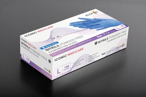 二トリル製手袋 - Iconic Medicare - 診察用 / 洗浄用 / パウダーフリー