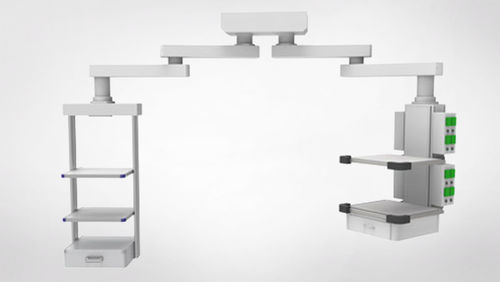 天井取付けダブル医療ペンダント - 6040.35 - Üzümcü Hospital Equipment - 集中治療用 / シェルフ付