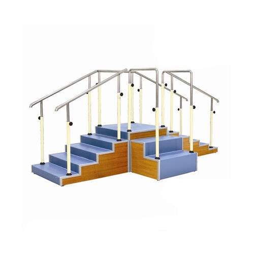 コーナーリハビリ用階段 - KD-FTI-02 - Changzhou KonDak Medical Rehabilitation Equipment - 手すり2つ / スロープ付