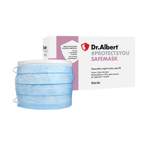 タイプIIRサージカルマスク - Dr.Albert® - Techtex Ltd Romania - ポリプロピレン製 / ガラス繊維フリー / 大人用