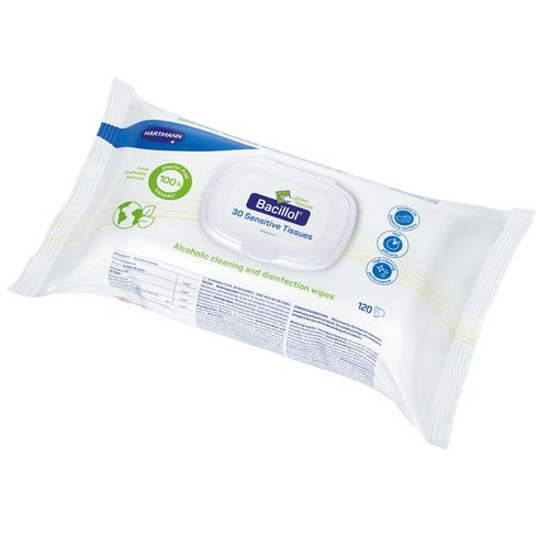 床・表面用ウェットティッシュ - Bacillol® 30 Sensitive Green Tissues - BODE Chemie - 120枚入り