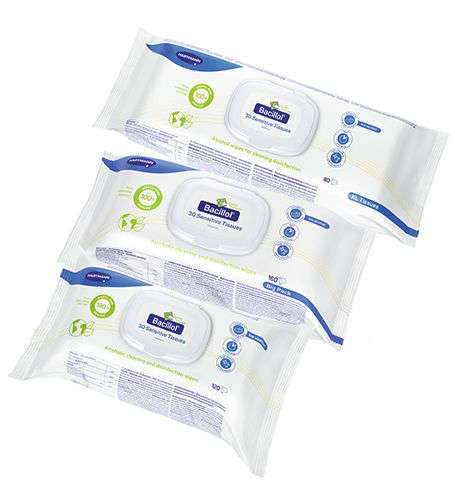 床・表面用ウェットティッシュ - Bacillol® 30 Sensitive Green Tissues - BODE Chemie - 80枚入り / 160枚入り / 120枚入り