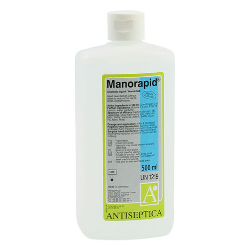 500mL手指消毒剤 - MANORAPID® R.F.U. - ANTISEPTICA - 100ml / 150ml