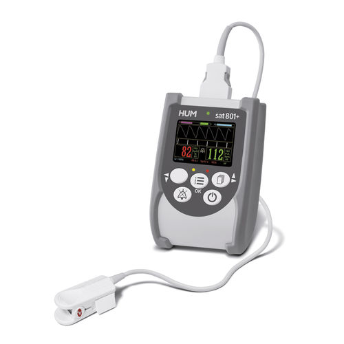 手持ち型パルスオキシメータ - AEROcheck® sat801+ - HUM - Gesellschaft für Homecare und Medizintechnik - 分離型センサ付き