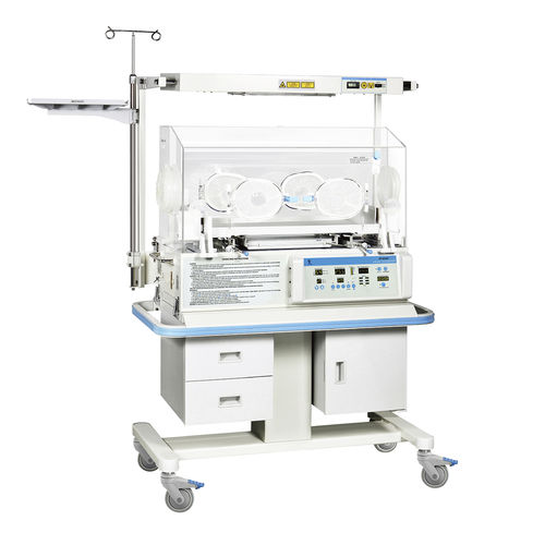 キャスター付き保育器 - YP-90AC - Ningbo David Medical Device - 光線療法ランプ付き / 収納付き / 窓4個付き