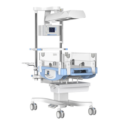 収納付き新生児の集中治療用保育器 - HKN-2001 - Ningbo David Medical Device - 光線療法ランプ付き / 高さ調節可能 / キャスター付き