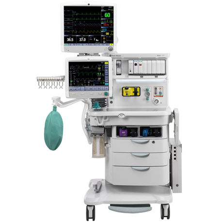 台車上麻酔ワークステーション - Aisys CS² - GE Healthcare - 呼吸モニタ / 電気ガス混合器付
