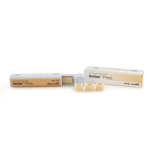 二けい酸リチウム歯科材料 - Amber® Press - HASS CORP   - 歯科インレー用 / 被覆冠用 / 歯科アンレー用