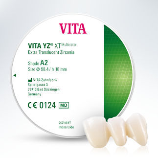 ジルコニア製歯科材料 - YZ® XT - VITA Zahnfabrik H. Rauter GmbH & Co.KG   - 歯の修復用 / CAD/CAM / モノクロ