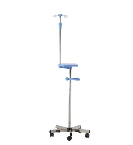 キャスター付きIV スタンド - R-2 - Hebei Pukang Medical Instruments - 2フック / 注入ポンプブラケット / ステンレス鋼製