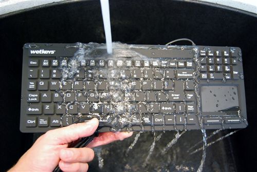 タッチパッド付き医療用キーボード - KBWKRC106T-BK - WETKEYS - シリコンゴム製 / 消毒可能 / 防水