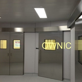 手術室用ドア - QTDM-4 - OWNIC - スライド式 / アルミニウム製 / ガラスパネル付き