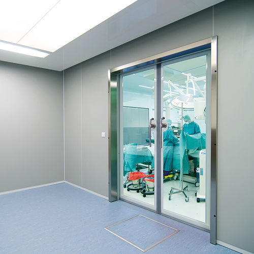 病院用ドア - Vitec Cleanroom Technologies - 医療施設用 / ヒンジ付き / ガラス