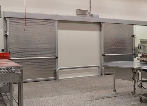 遮蔽ドア - Polaris Freezer - Metaflex Doors Europe - 研究室用冷蔵室 / スライド式 / ステンレス網製