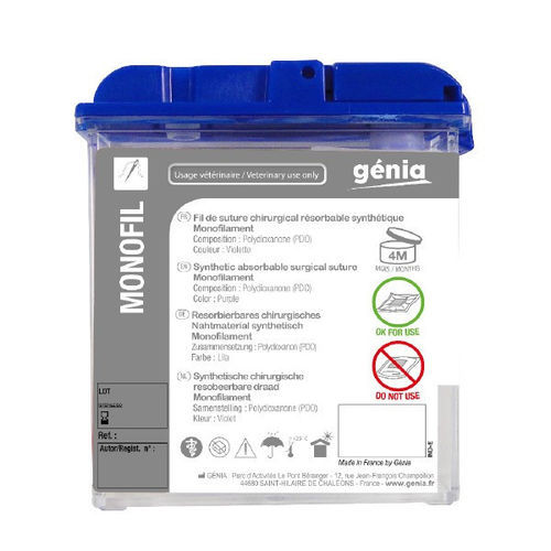 吸収性縫合糸 - MONOFIL - Génia - 動物手術用 / 2 / 4-0