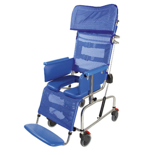 背もたれ付きシャワー用チェア - 981/2/P - Care & Independence - 肘掛け付き / ローラー付き / カットアウトシ－ト付き