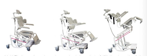 肘掛け付きシャワー用チェア - 31080 series - HMN - ローラー付き / カットアウトシ－ト付き / 回転