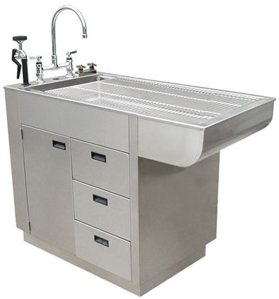 獣医用診察台 - 100-30, 100-40 - Tristar Vet - 高さ固定タイプ / 収納付き / バスタブ付