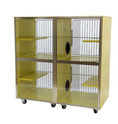 猫動物用ケージ - 1200-21, 1200-24, 1200-27 - Tristar Vet - 2つ仕切り / ステンレススチール製 / 2段