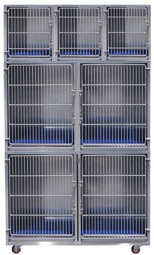 7つ仕切り動物用ケージ - Clean  - Tristar Vet - ステンレススチール製 / 3段