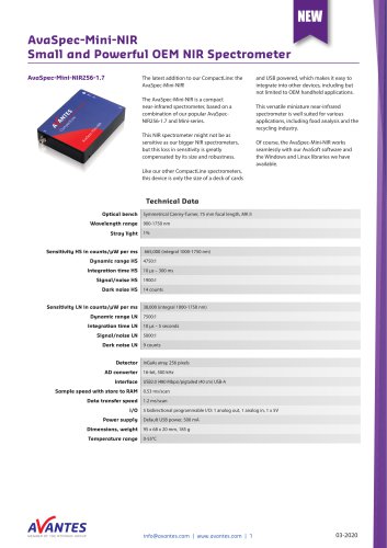 AvaSpec-Mini-NIR Small and Powerful OEM NIR Spectrometer