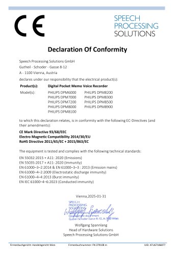 Declaration Of Conformity