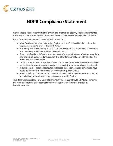 GDPR Compliance Statement