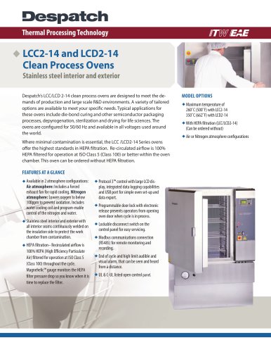 LCC2-14 and LCD2-14 Clean Process Ovens