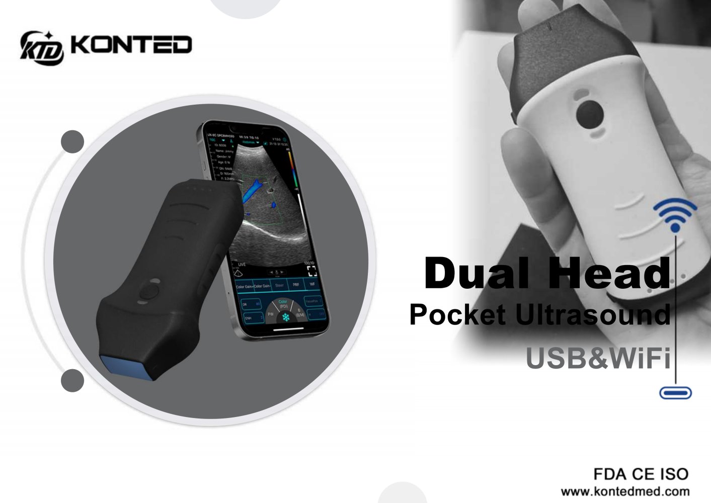 Dua lHead Pocket Ultrasound - Beijing Konted Medical Technology Co.,Ltd