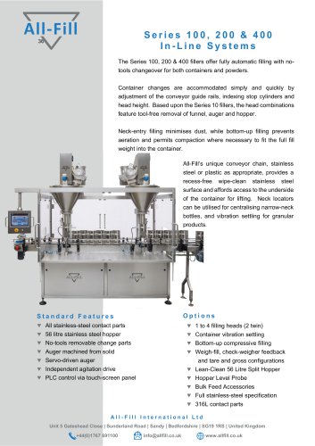 Series 100/200/400 in-line filling machine