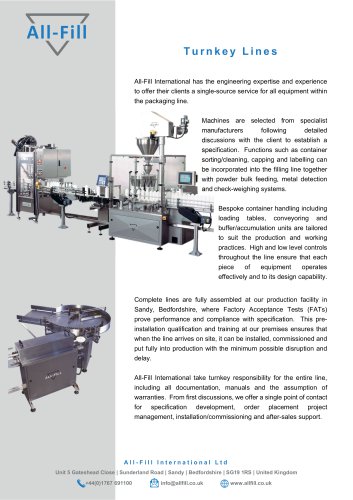 Turnkey Lines for Powder Fillers