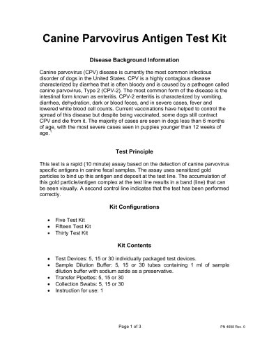 Canine Parvovirus Antigen Test Kit