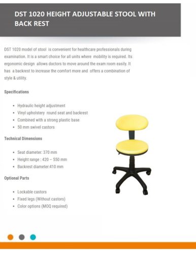 HEIGHT ADJUSTABLE STOOL WITH BACK REST